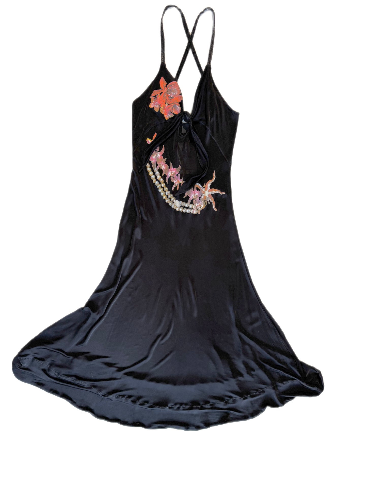 Just Cavalli Black Floral Print Slip Dress