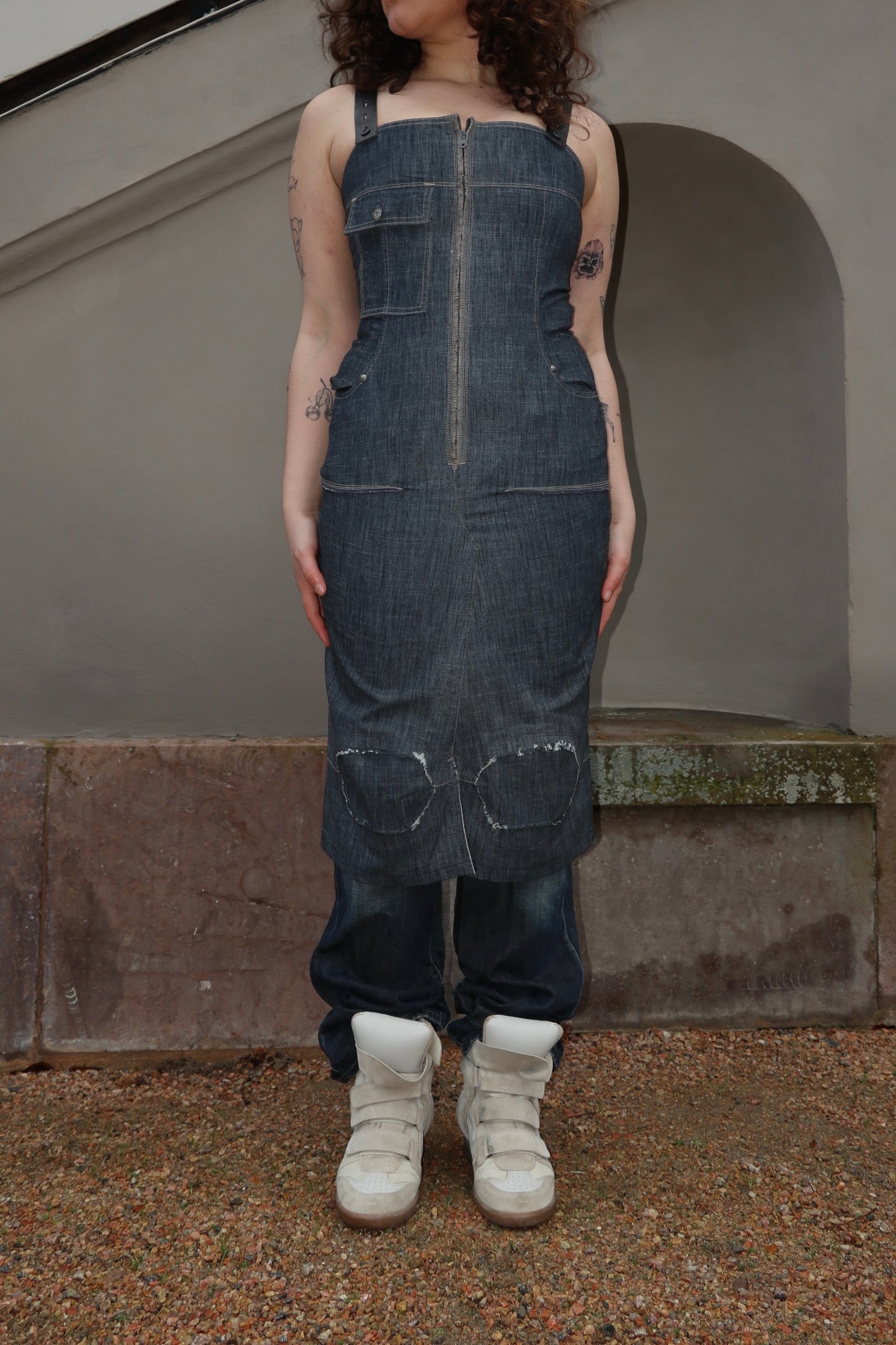 Marithé + François Girbaud Denim Pinafore Dress