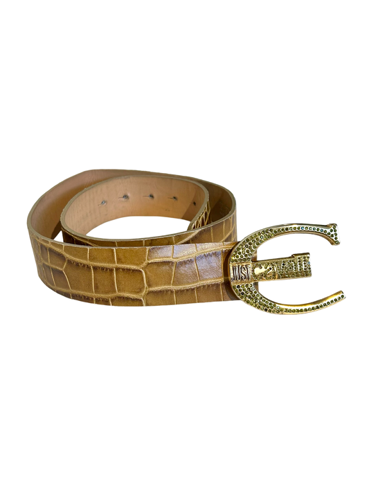 Cavalli bejeweled croco belt