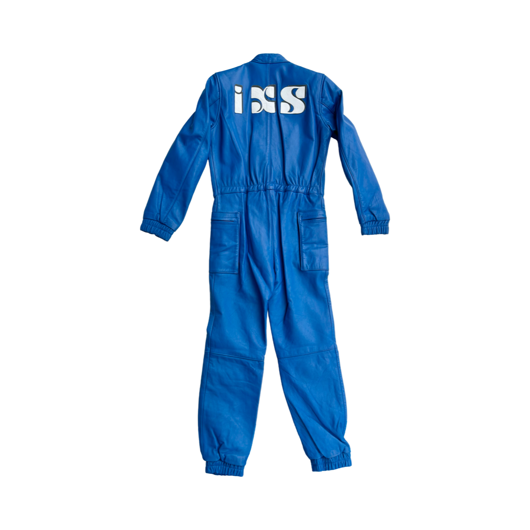 Electric blue leather racer jumpsuit 1960’s