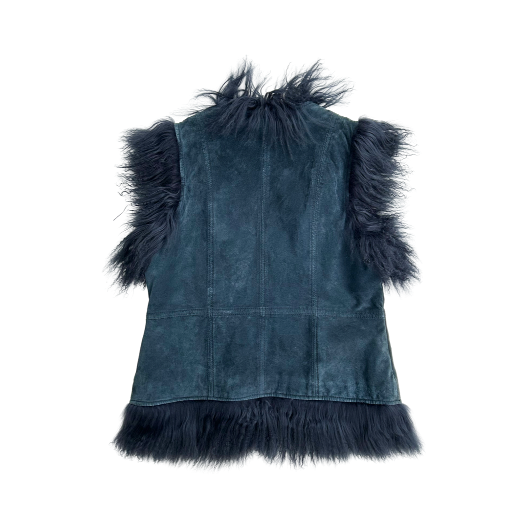 Midnight blue penny lane shearling vest