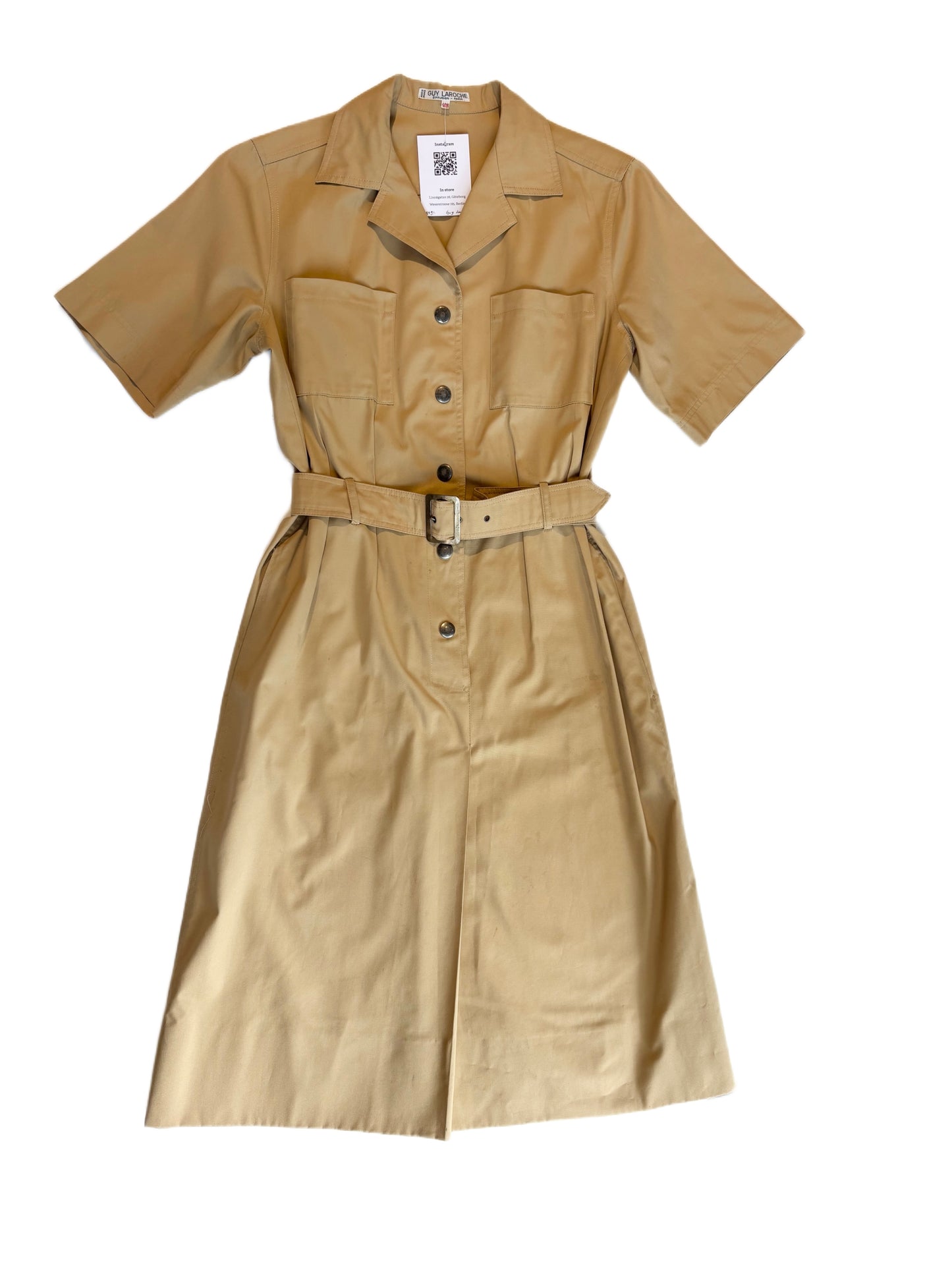 Guy Laroche Vintage Beige Belted Dress