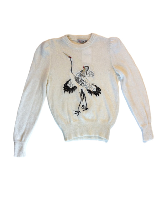 Escada Embroidered Crane Knitted Sweater