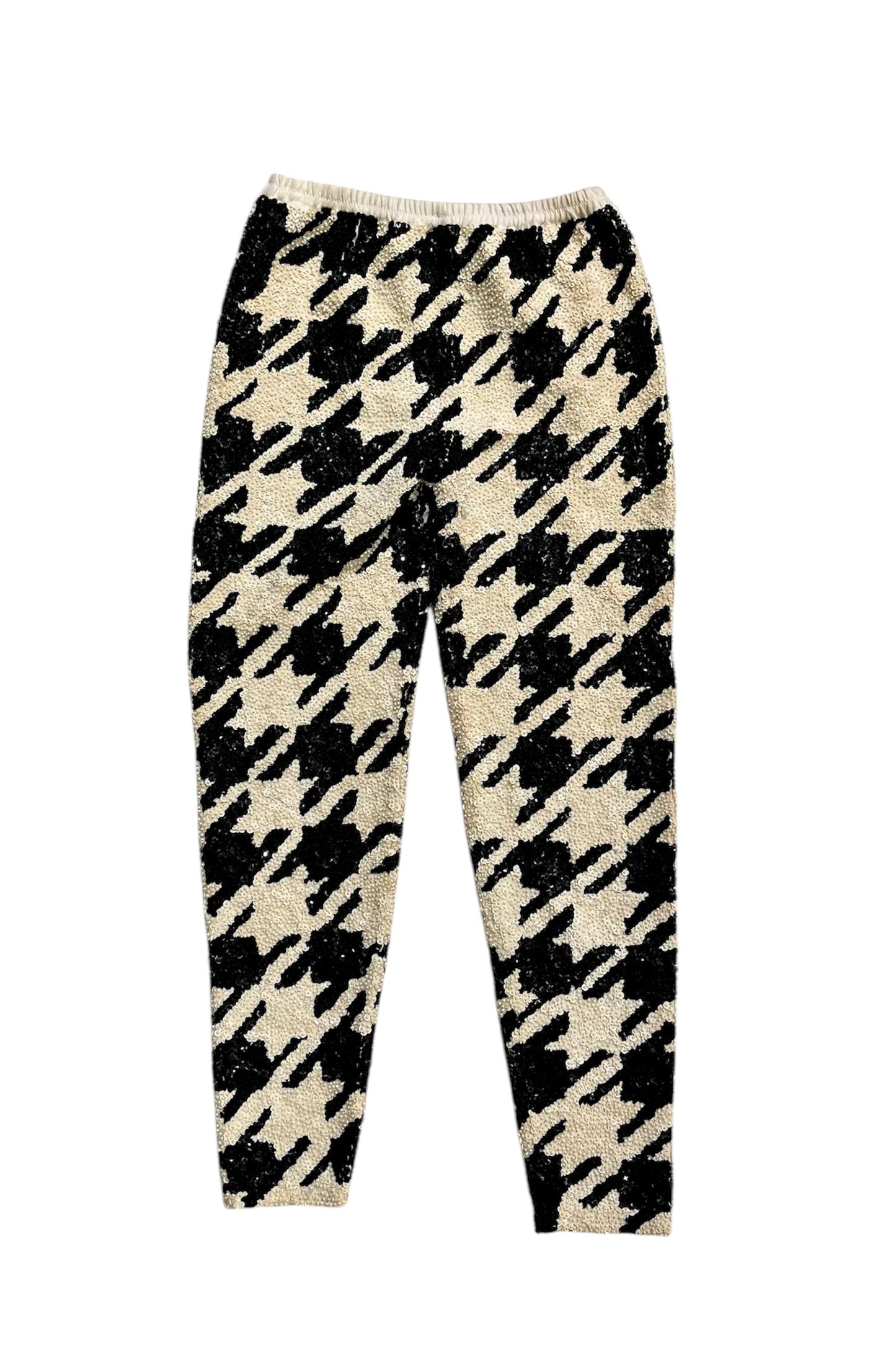 Houndstooth embellished Italian Sequin pants
