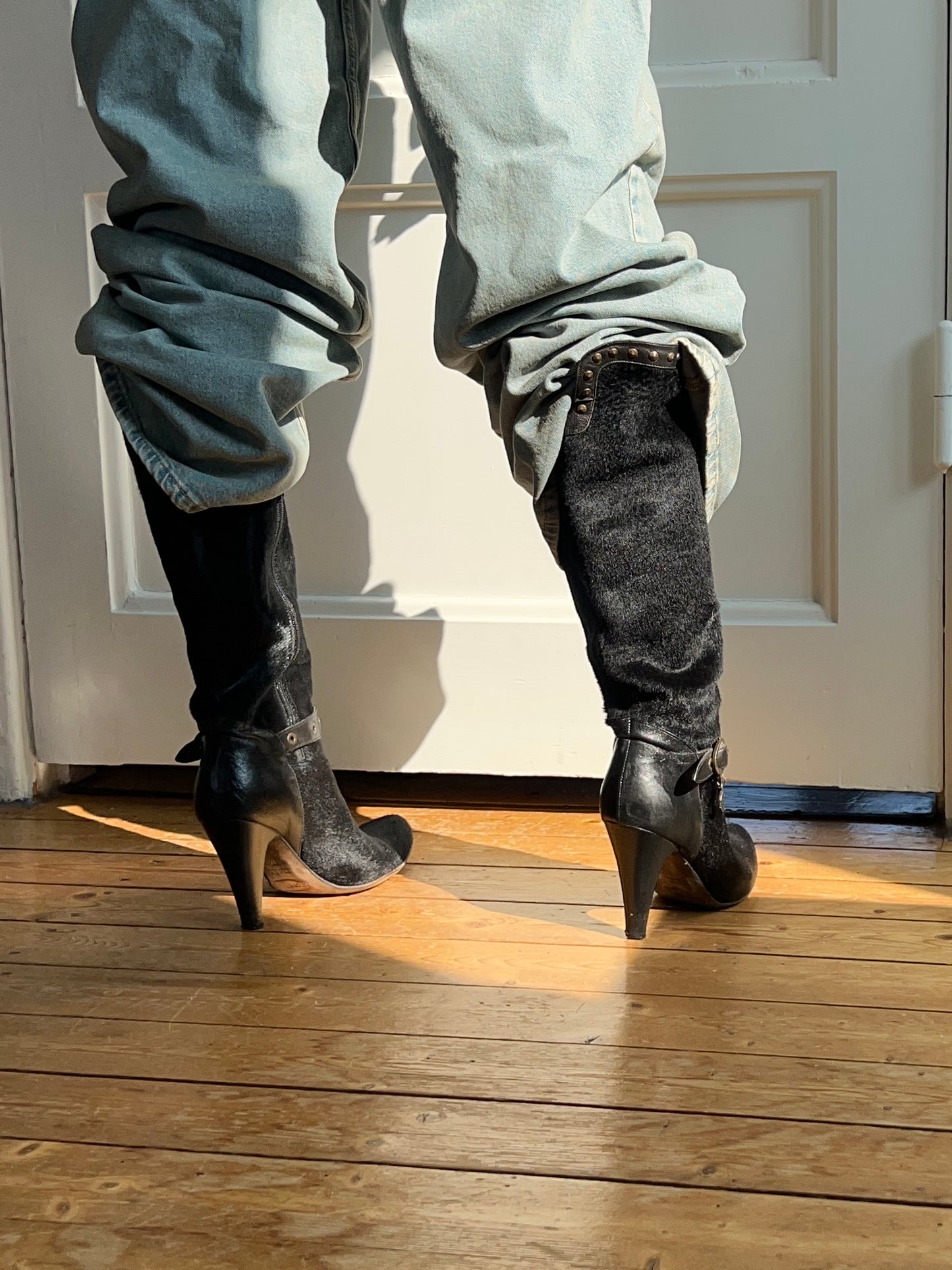 Just Cavalli Studded Ponyhair Boots