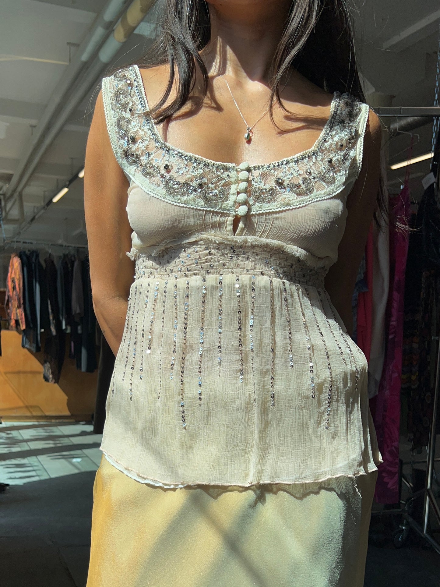 Romantic Silk and Sequin top