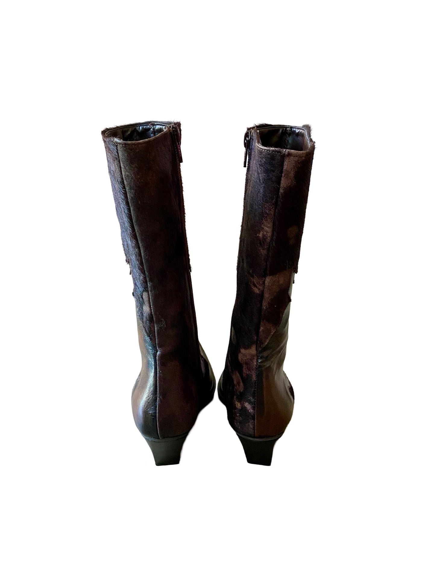 Leather & Fur Cowboy Boots Y2K