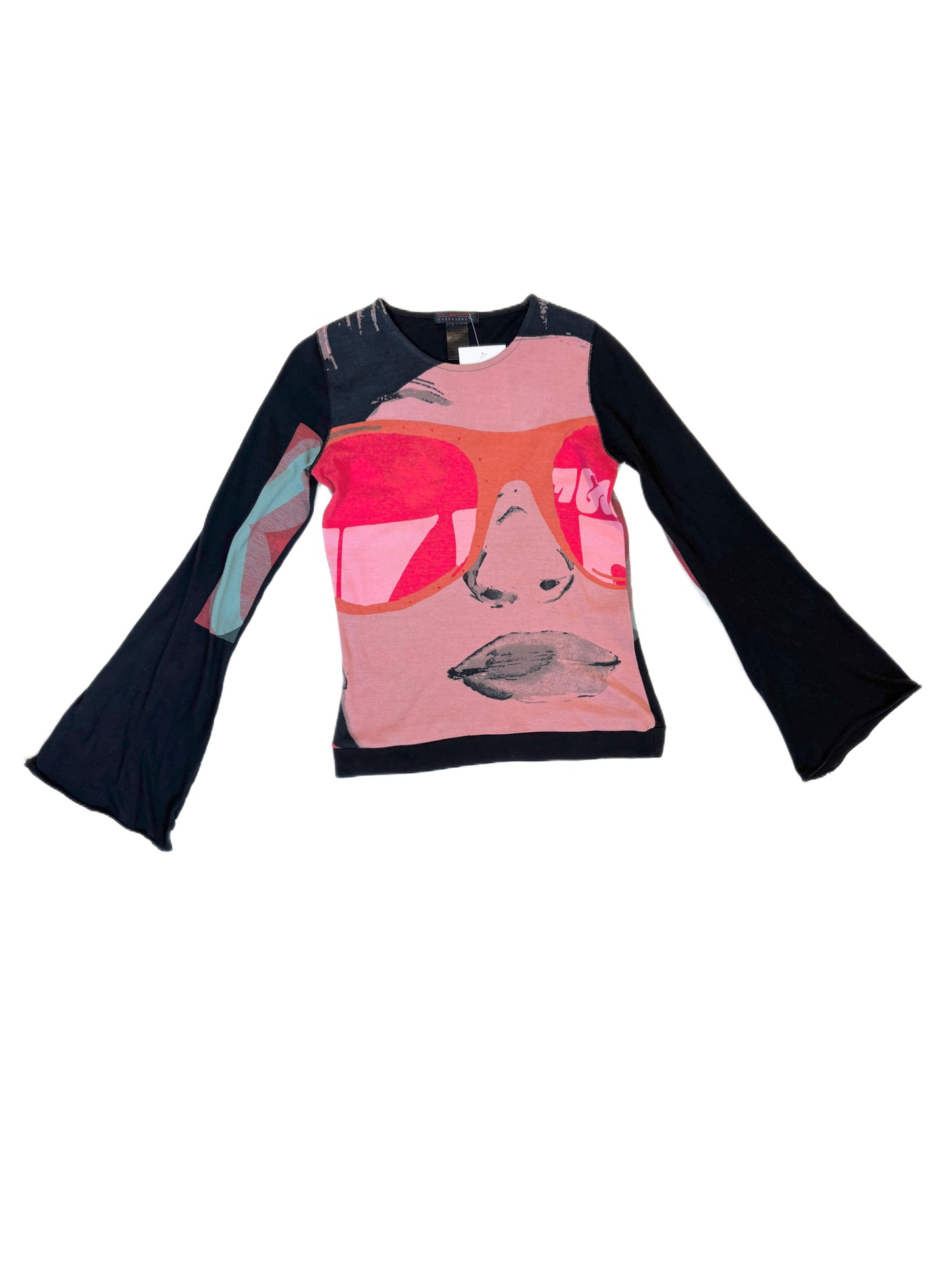 Custo Barcelona Face Print Flare Sleeve Top