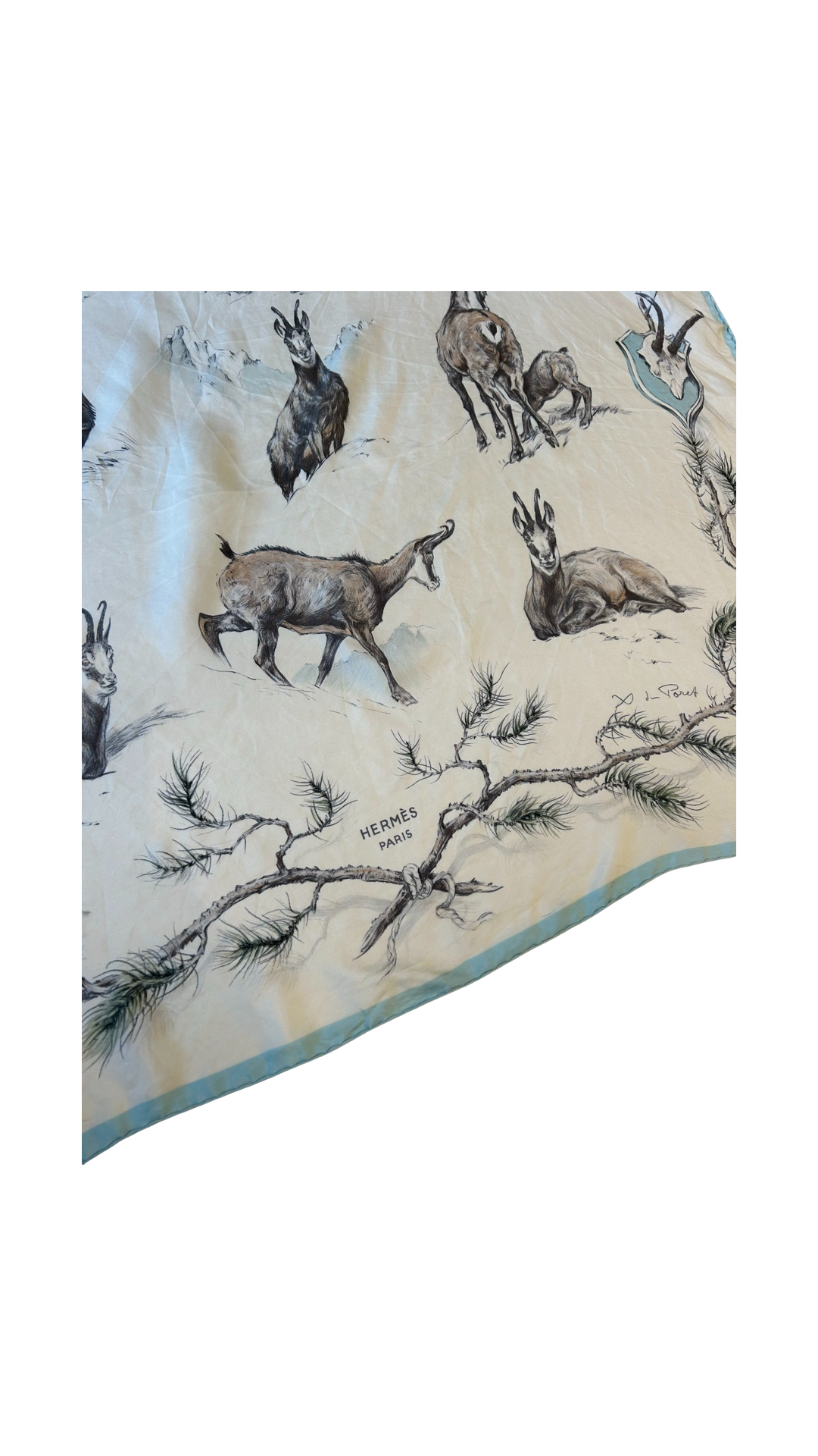 Hermes 1957 Chamois Xavier de Poret silk scarf