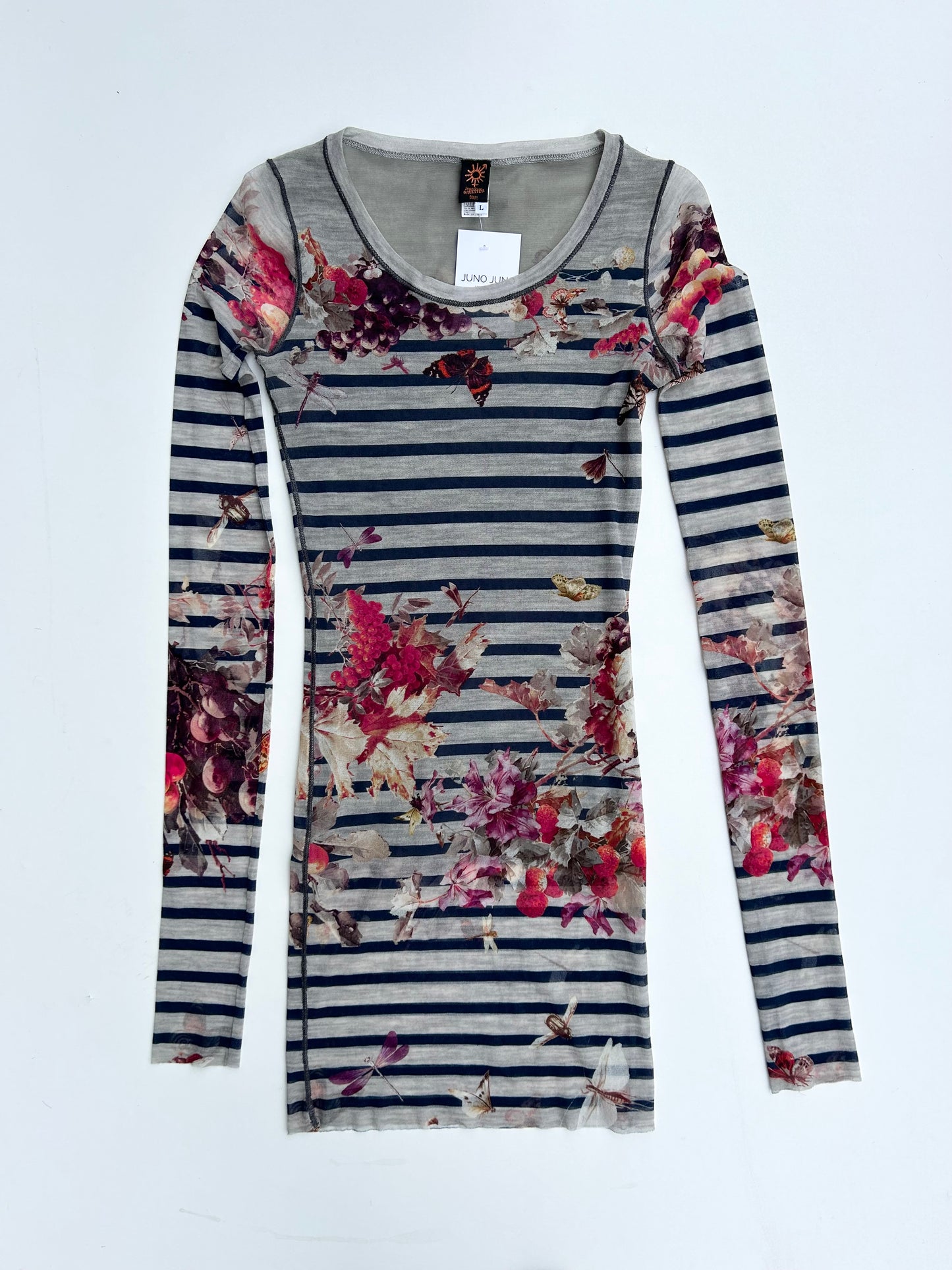 RARE Jean Paul Gaultier striped mesh dress