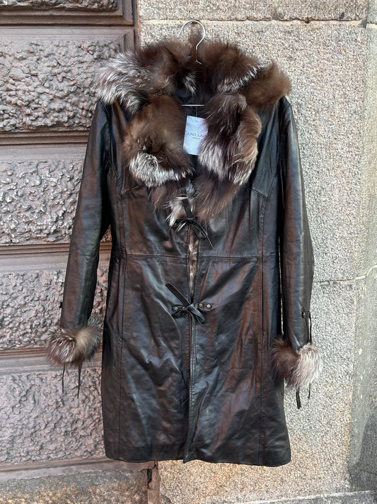 Italian leather and fur coat