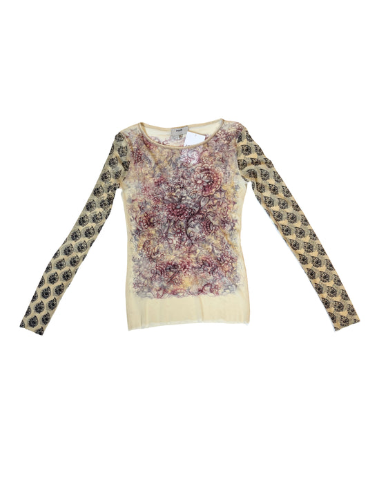 Fuzzi Mesh Top with Abstract Print From Gaultier’s Mesh Makers