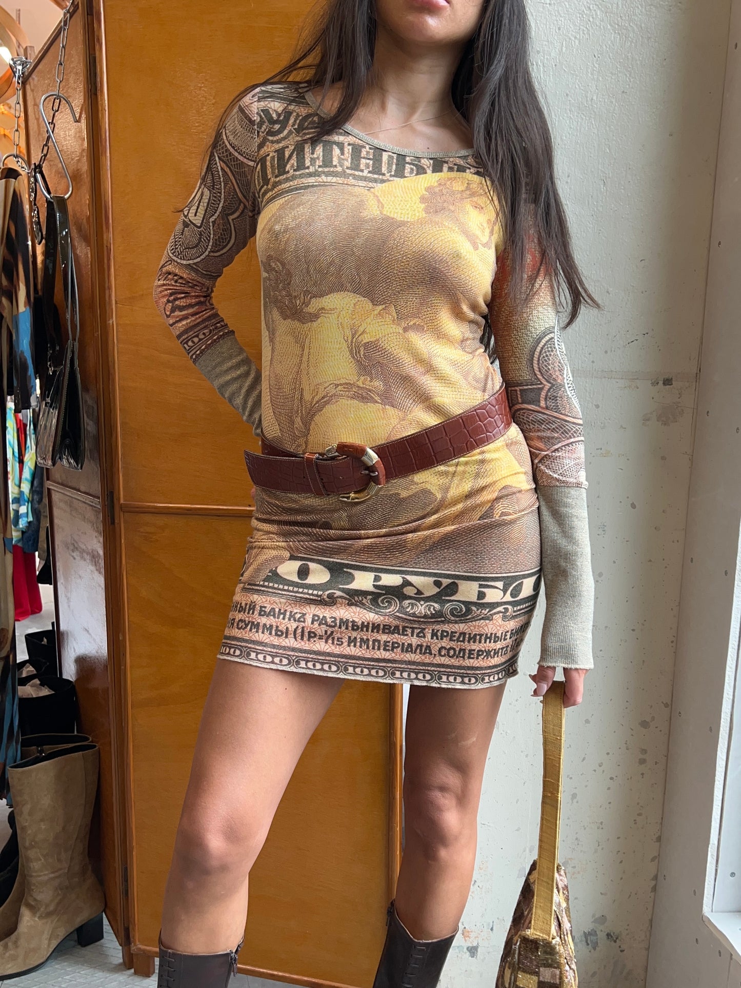 Nicowa Y2K money print dress