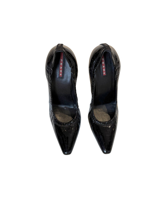 Prada RTW FW2002 Patent Heels Ruched