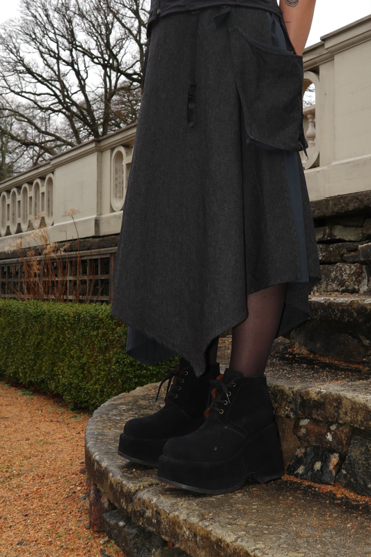 Black suede Buffalo platform shoes