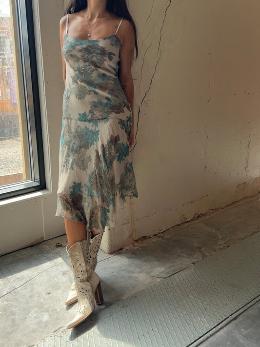 Cristina Gavioli Floral Silk Dress Y2K