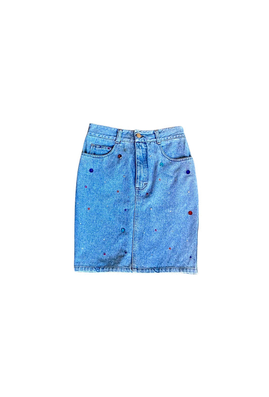 BLUMARINE Jeans Skirt Rhinestones Y2K