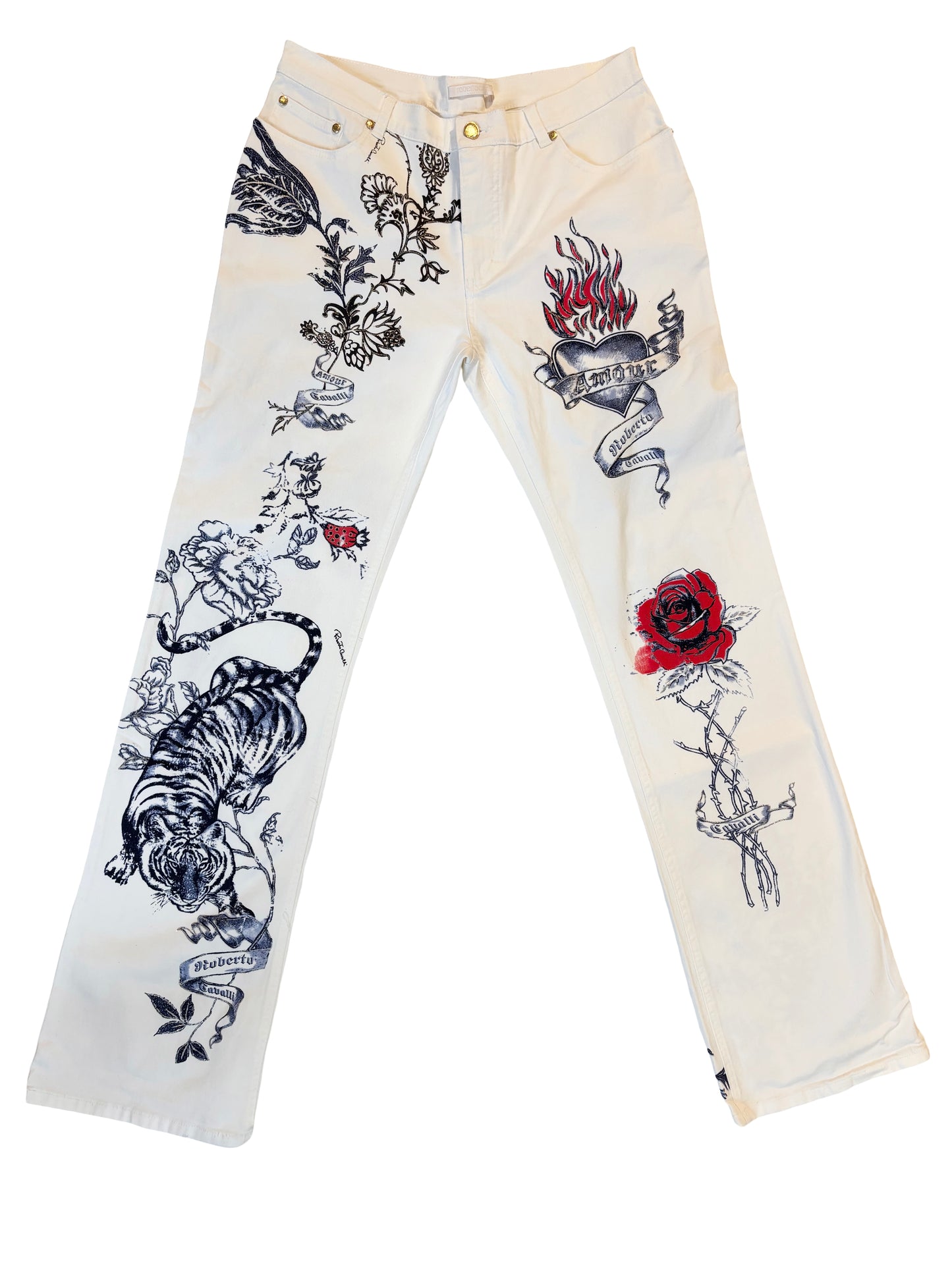 Roberto Cavalli Tattoo-Print Jeans