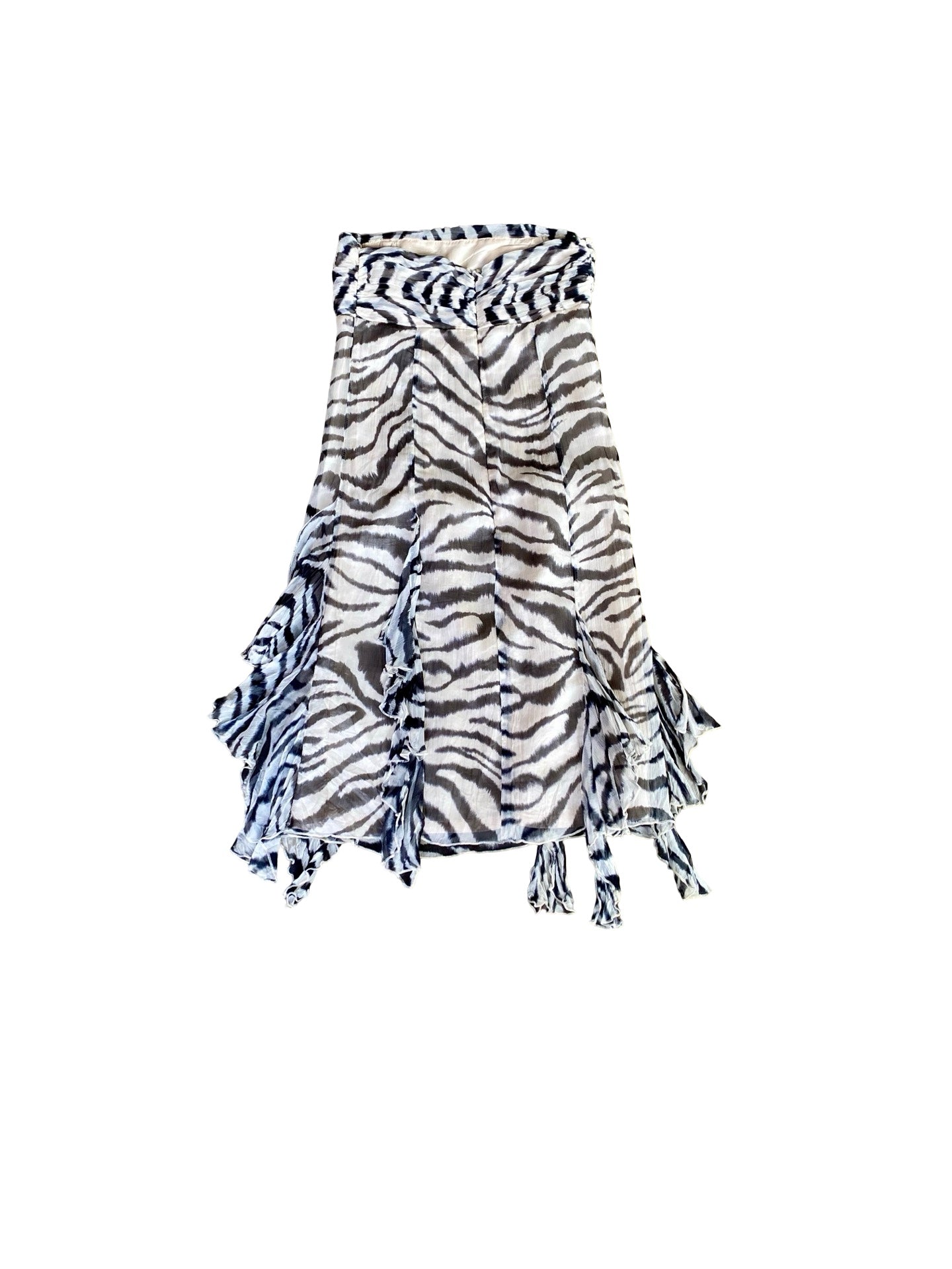Zebra Strapless Silk Dress Y2K