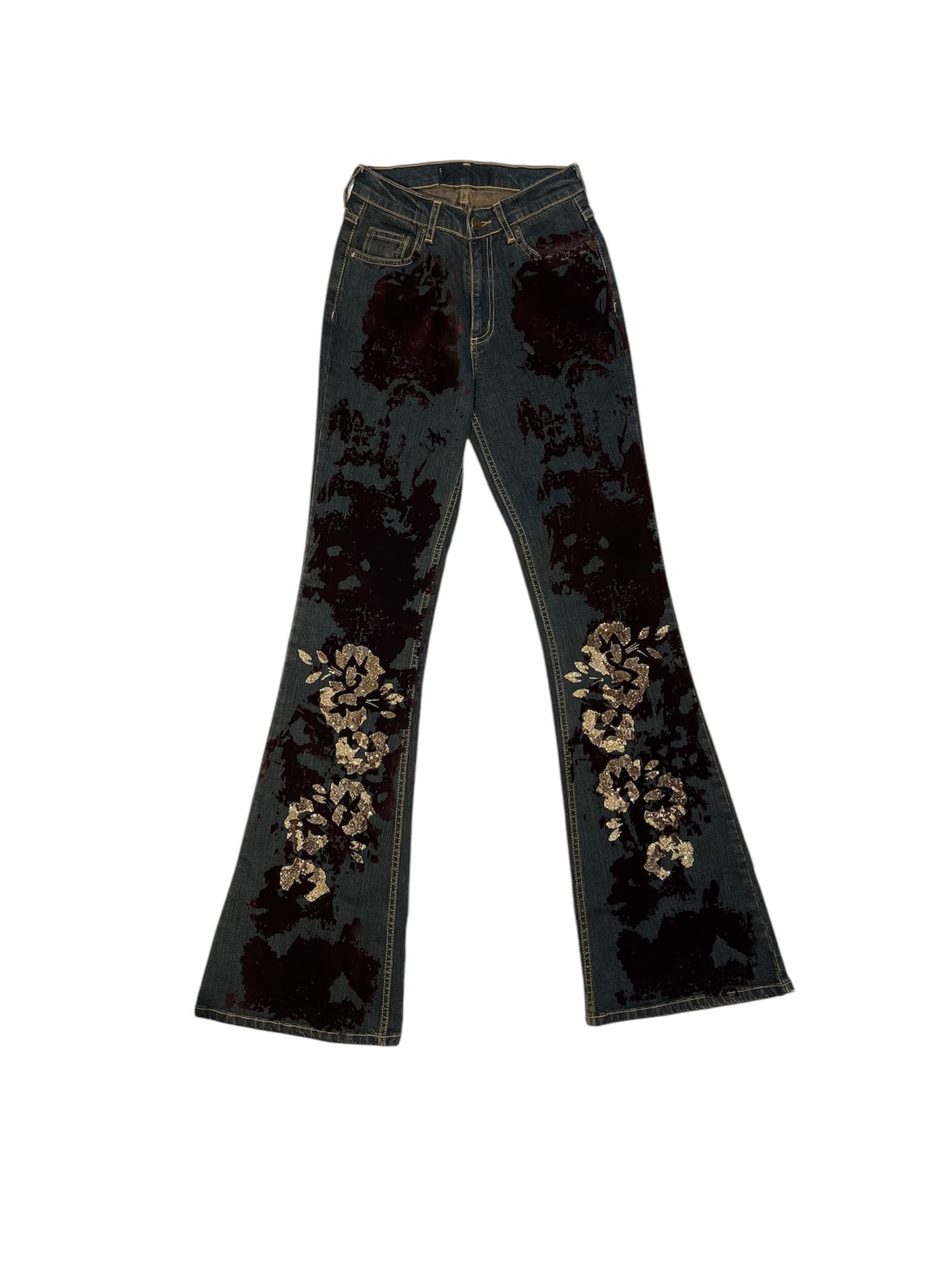 Vintage printed flared jeans