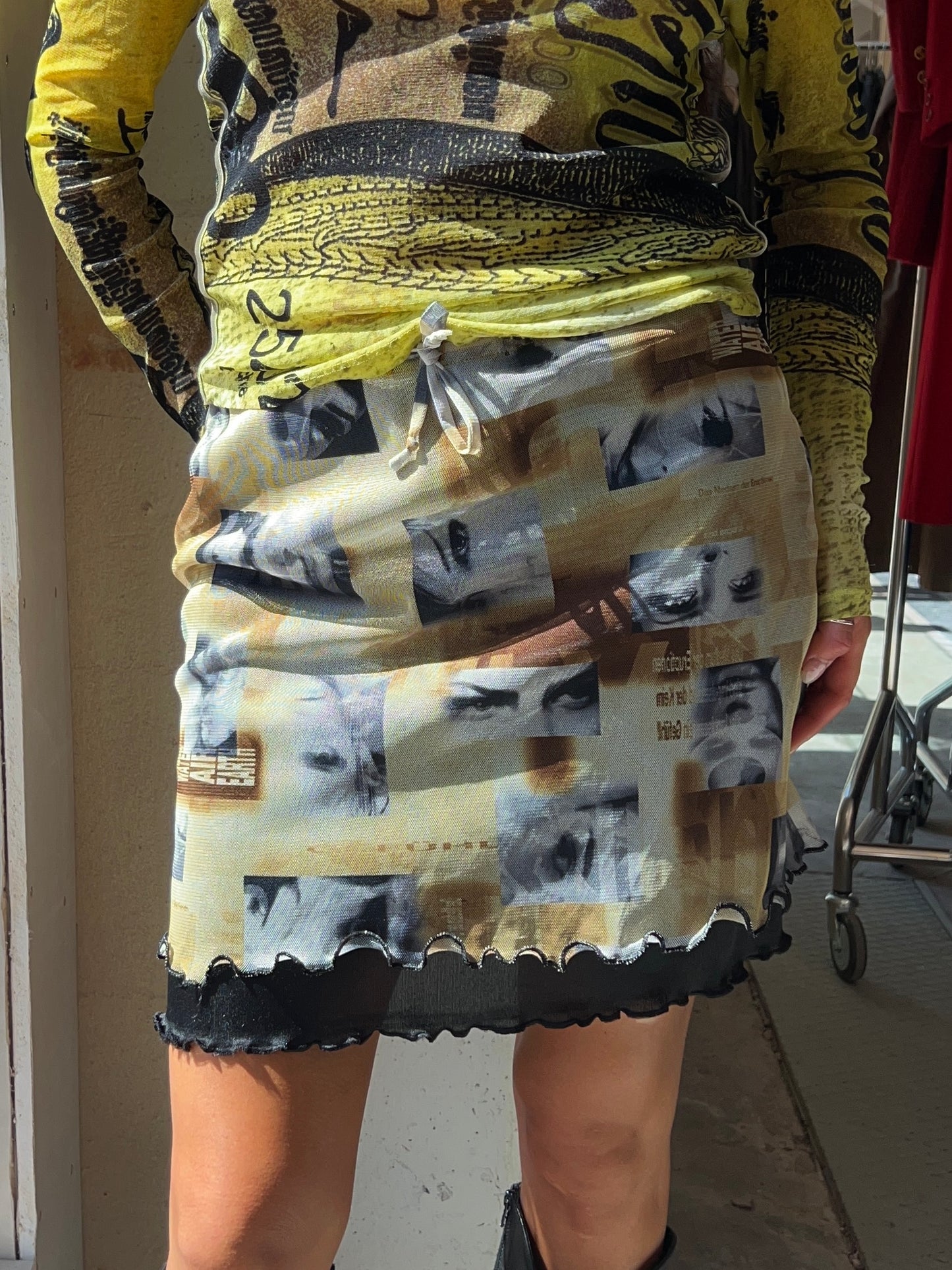 Portrait Mesh Skirt Y2K