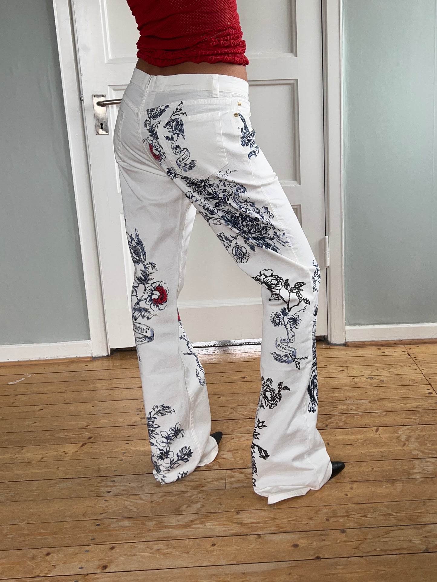 Roberto Cavalli Tattoo-Print Jeans