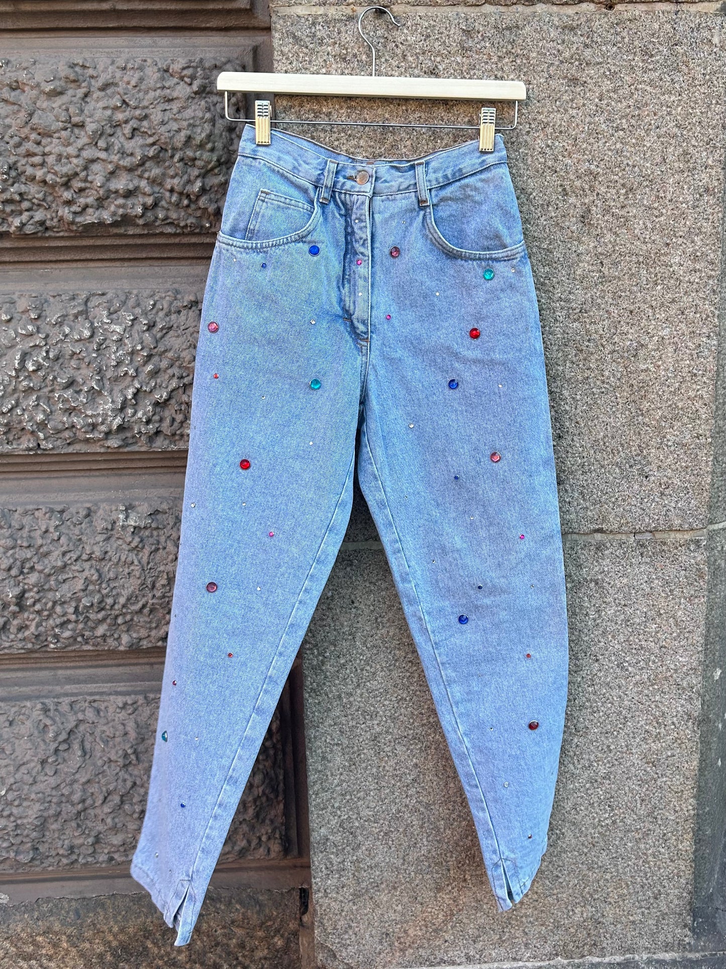 Blumarine rhinestone mom jeans