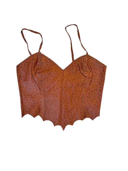 Scalloped Leather Corset Top
