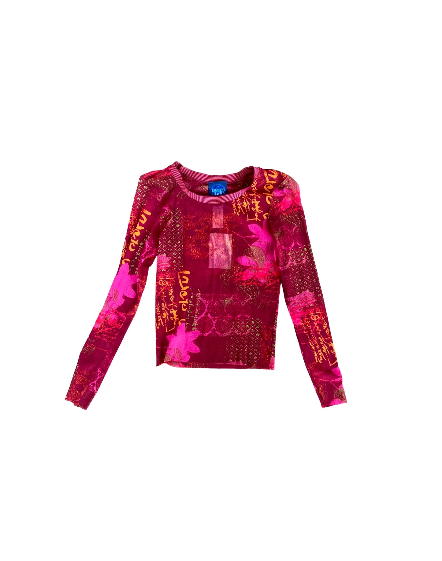 Kenzo mesh Fuchsia Print Top 90’s