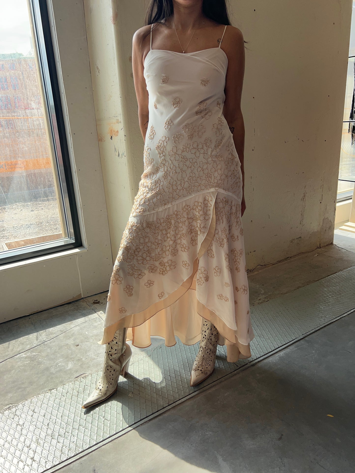 Romantic Beaded Maxi Dress 90’s