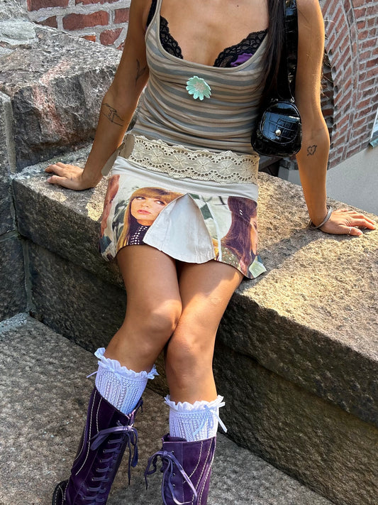 CUSTO barcelona face print mini dress