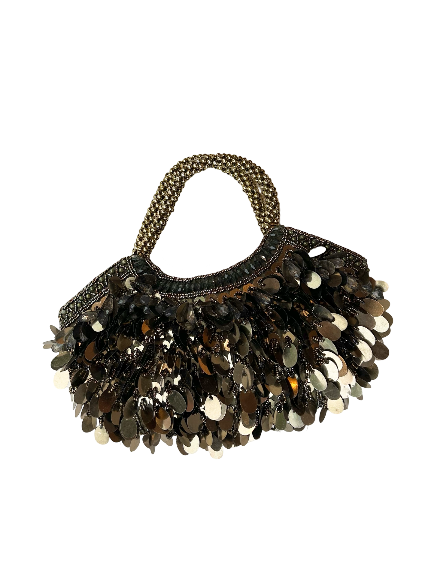 Vintage green golden sequin bag