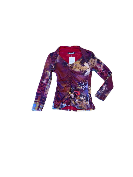 Angelo Marani Watercolor Mesh Top Y2K