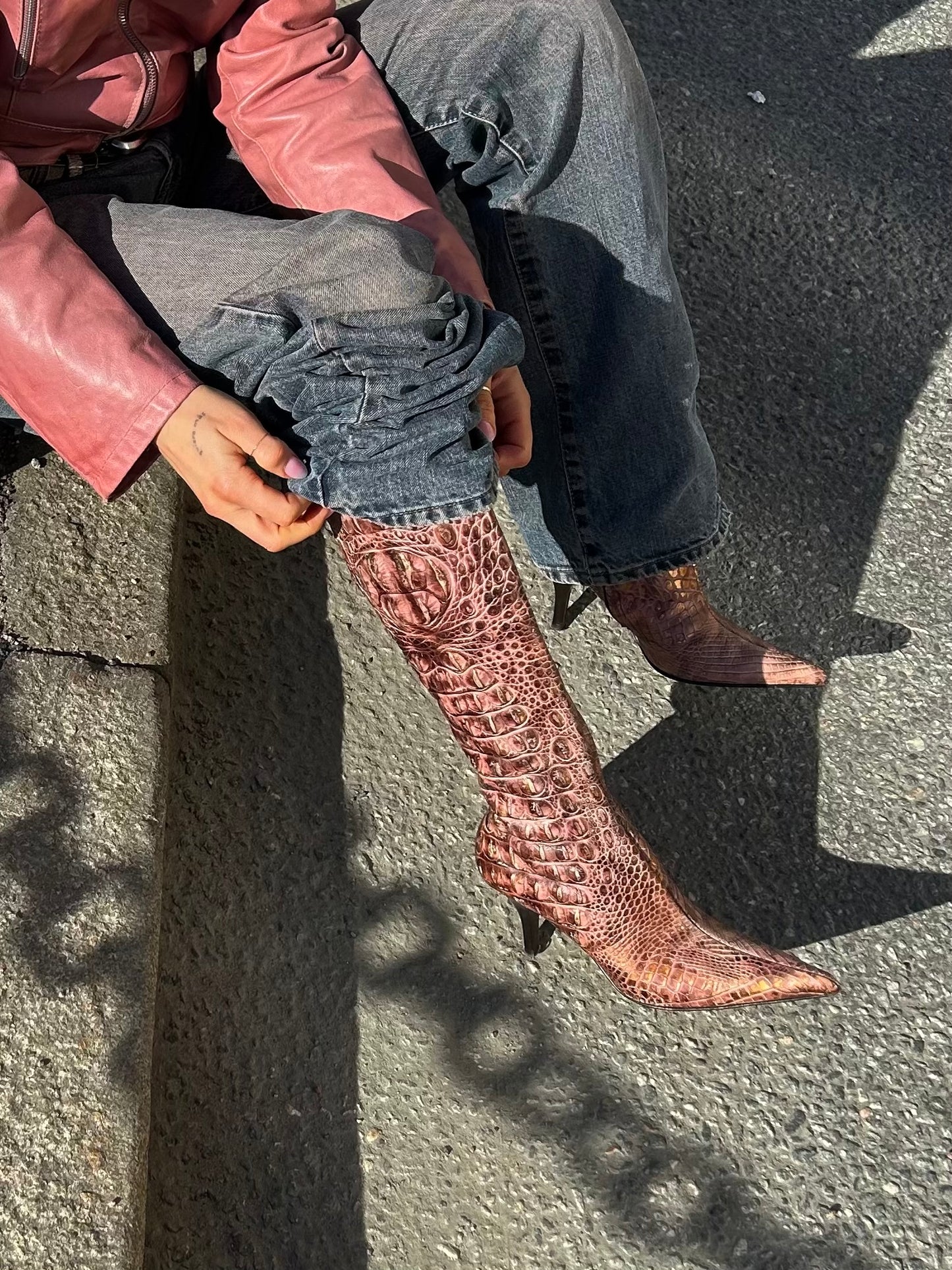 ETRO bronzed pink high boots