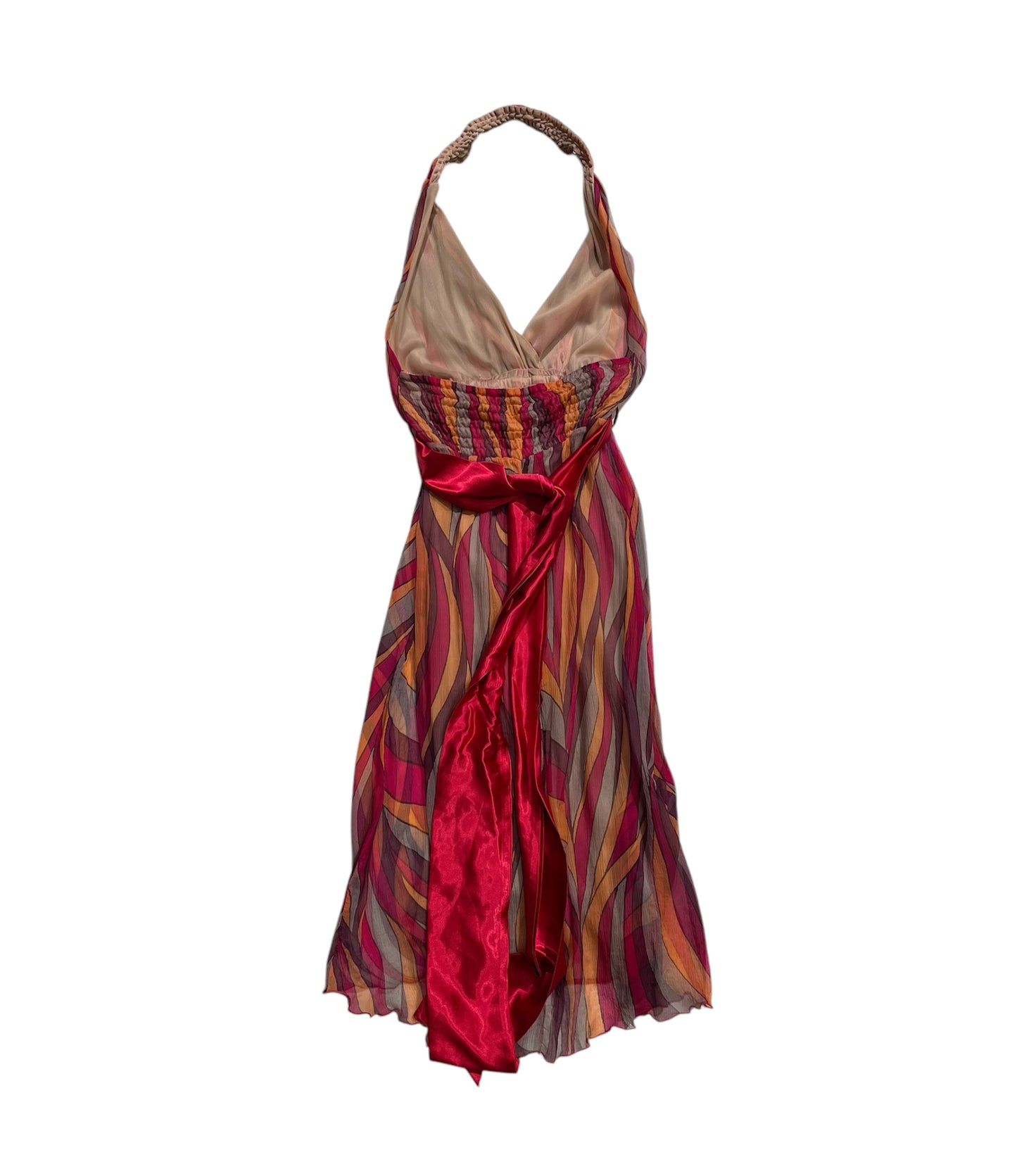 Abstract print halter dress