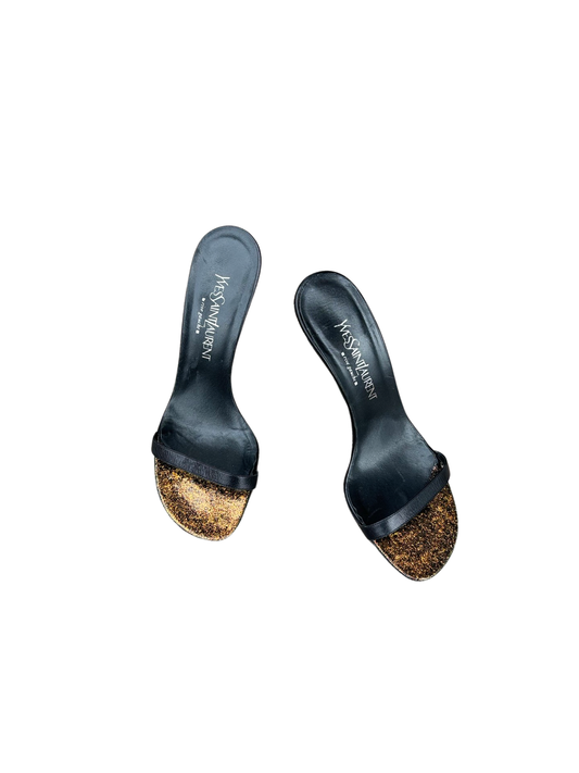 YSL Rive Gauche Glitter Sandals