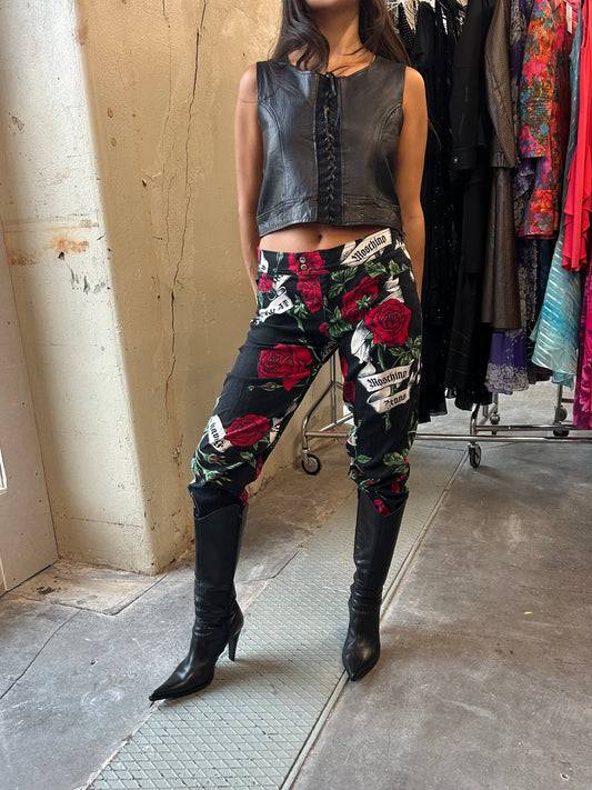 90’s Moschino rose tattoo pants