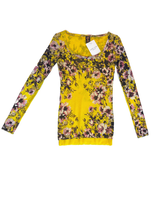 Jean Paul Gaultier Yellow Mesh Floral Top
