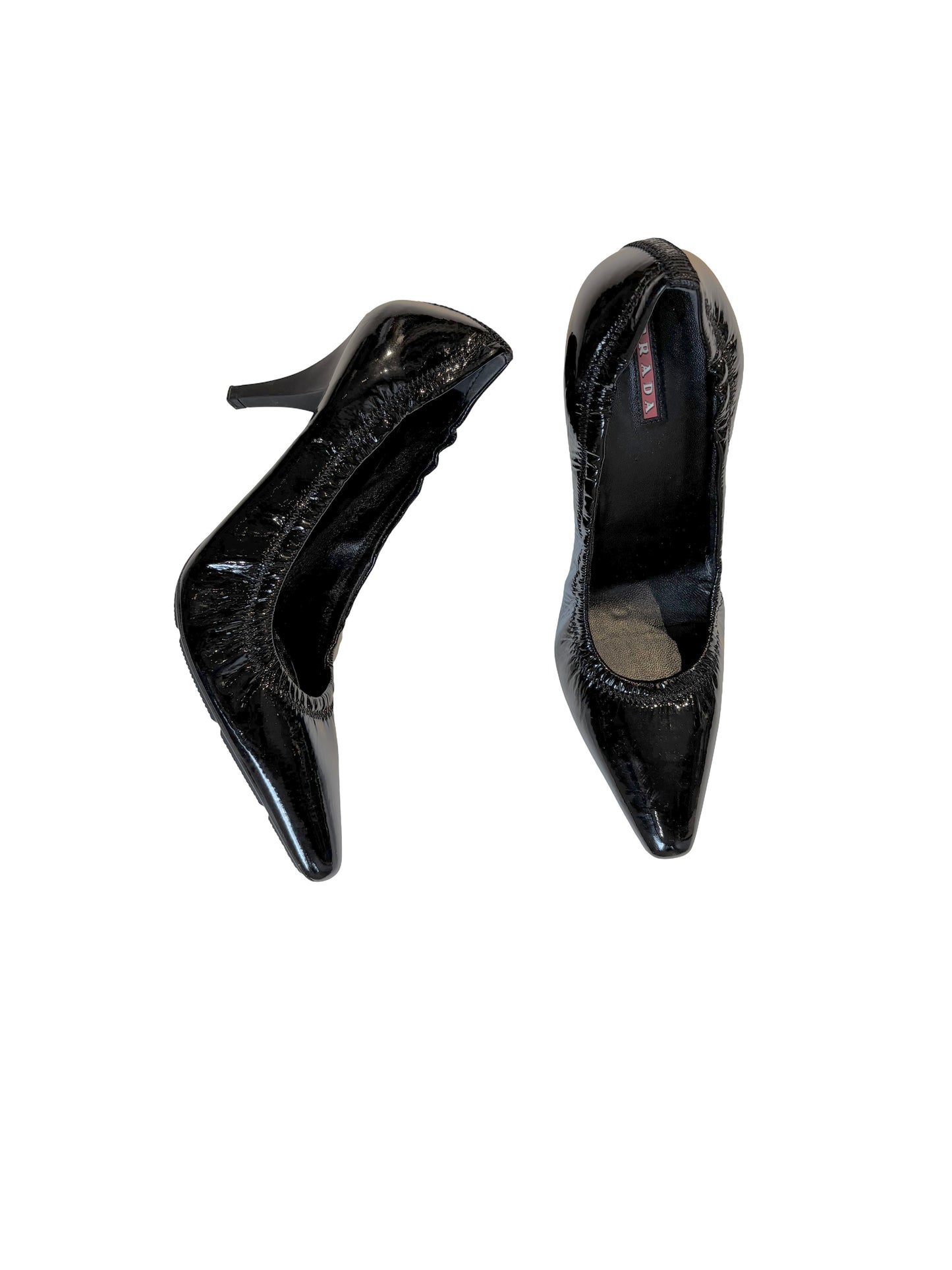 Prada RTW FW2002 Patent Heels Ruched