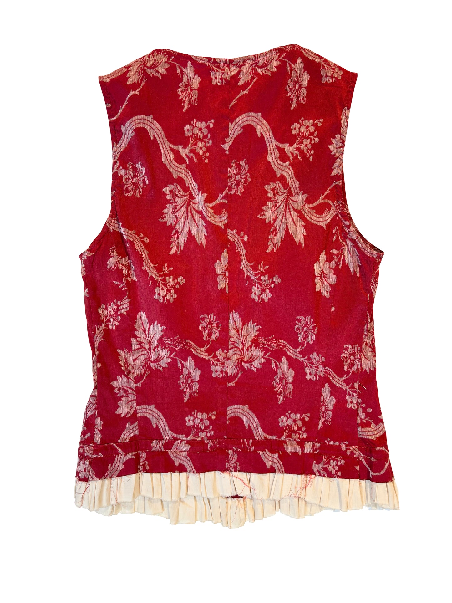 Dries Van Noten S/S 1997 Red Floral Silk & Linen Top
