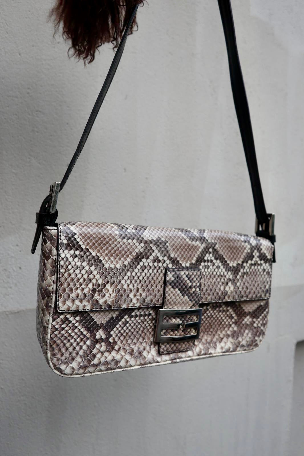 Leather snake shoulder bag
