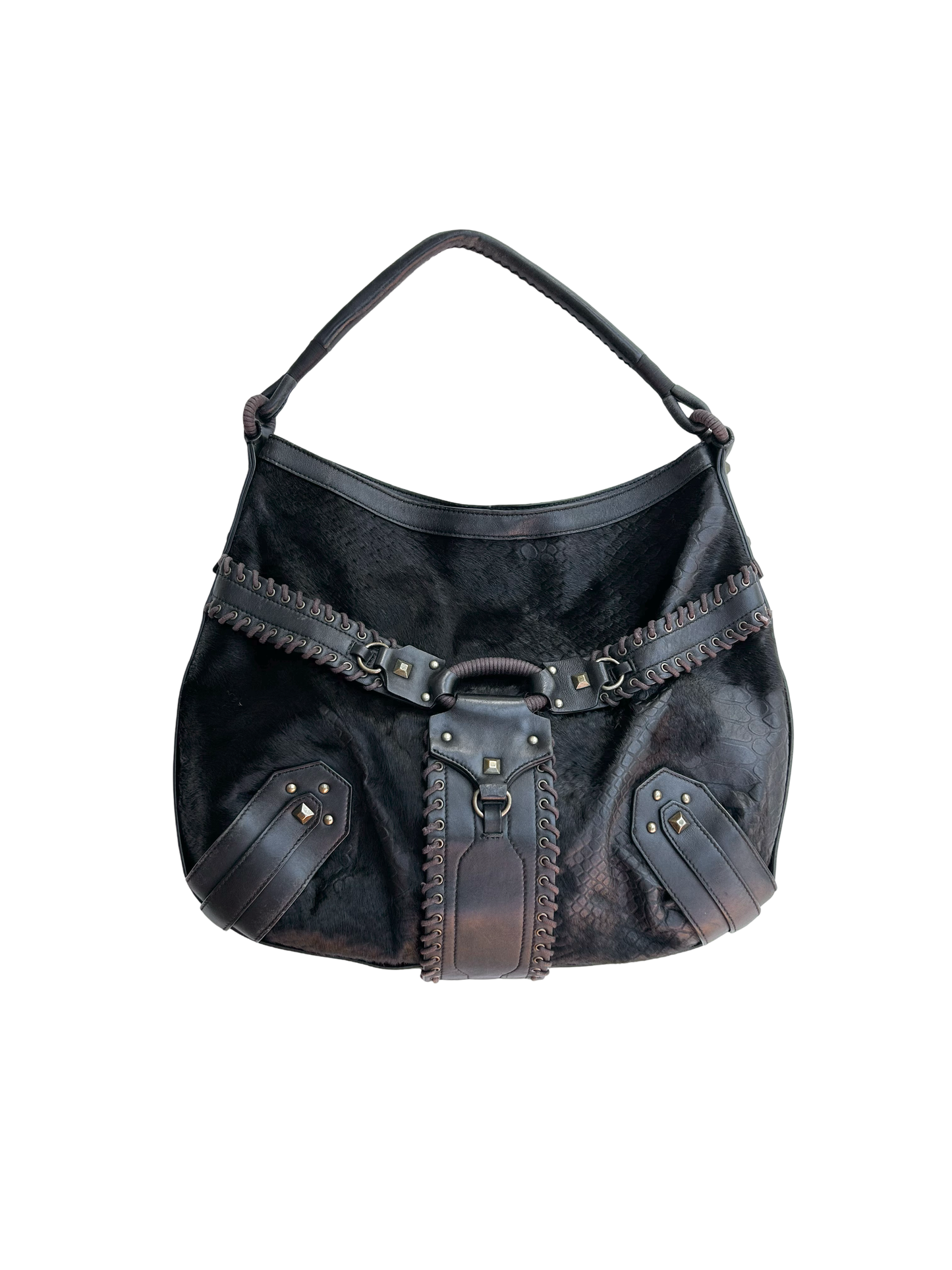 Cole Haan cow and leather buckle bag
