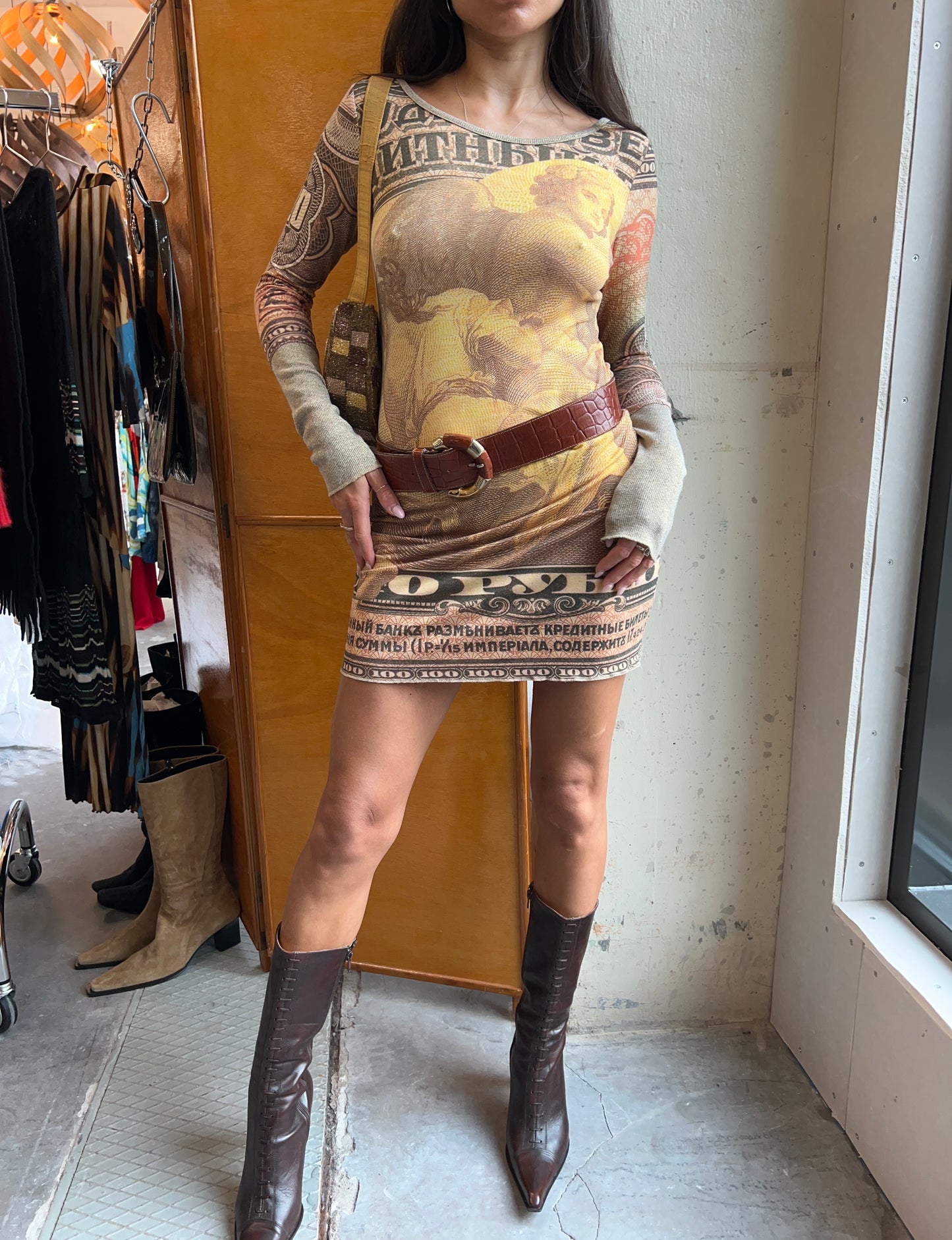 Nicowa Y2K money print dress