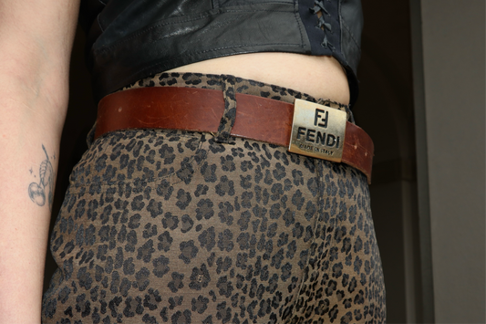 Fendi Brown leather buckle belt