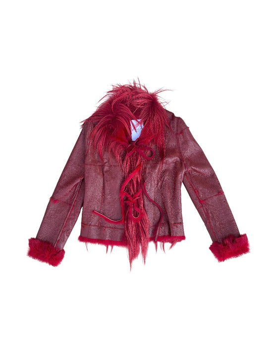 Burgundy Pennylane Furry jacket