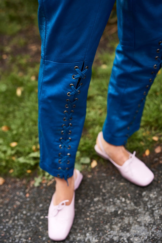 Christian Dior 1980s lace up leather Trousers