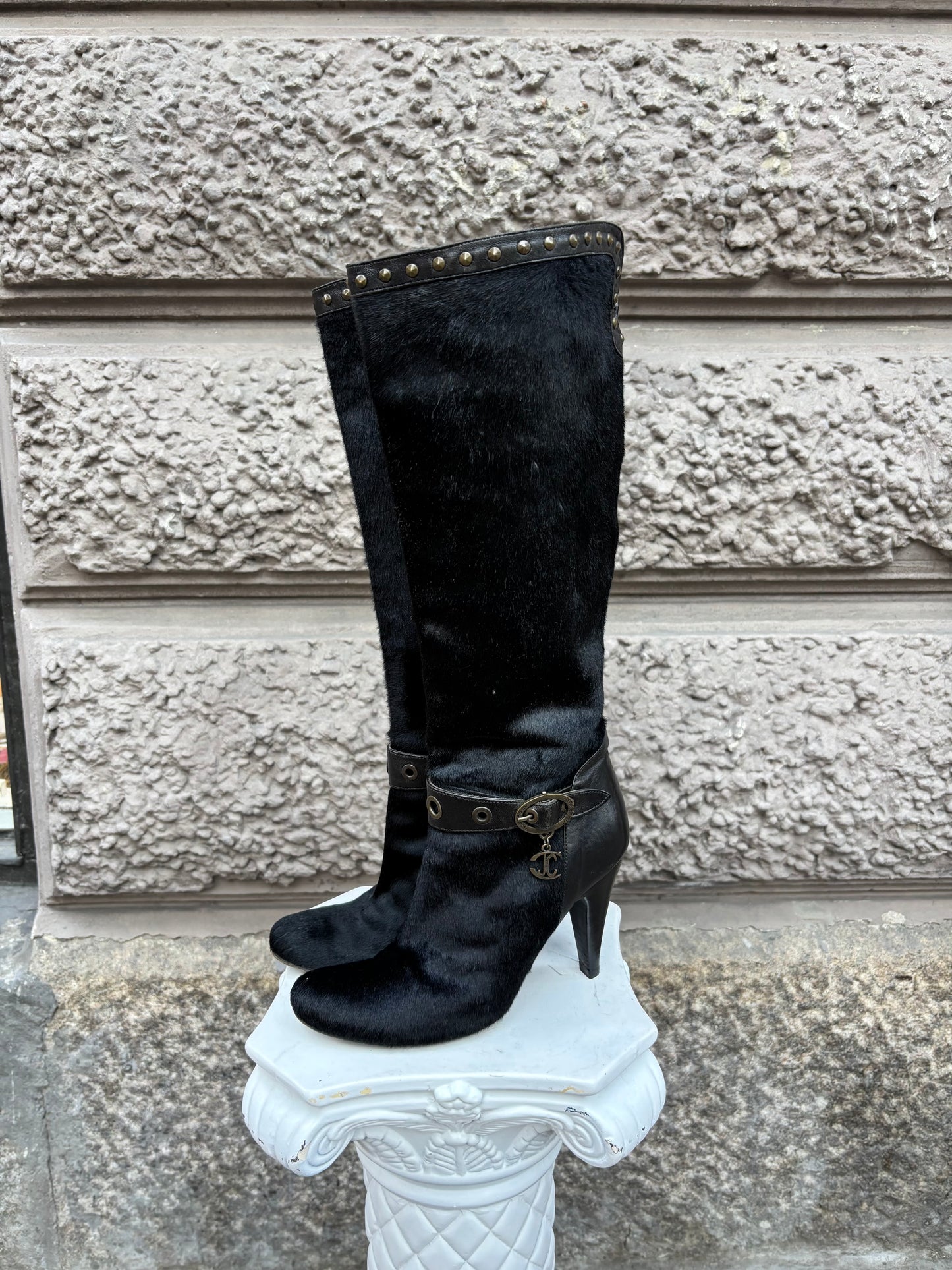 Just Cavalli Studded Ponyhair Boots