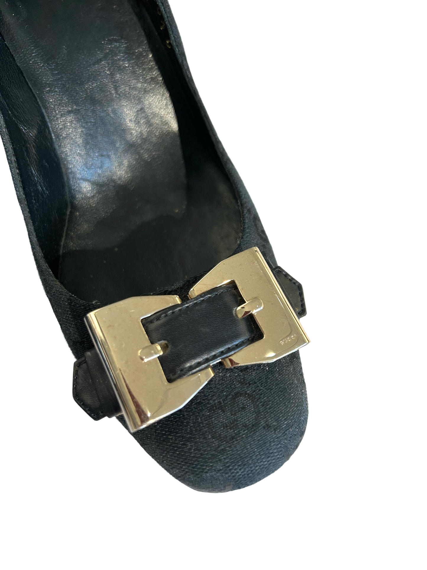Gucci black monogram pumps