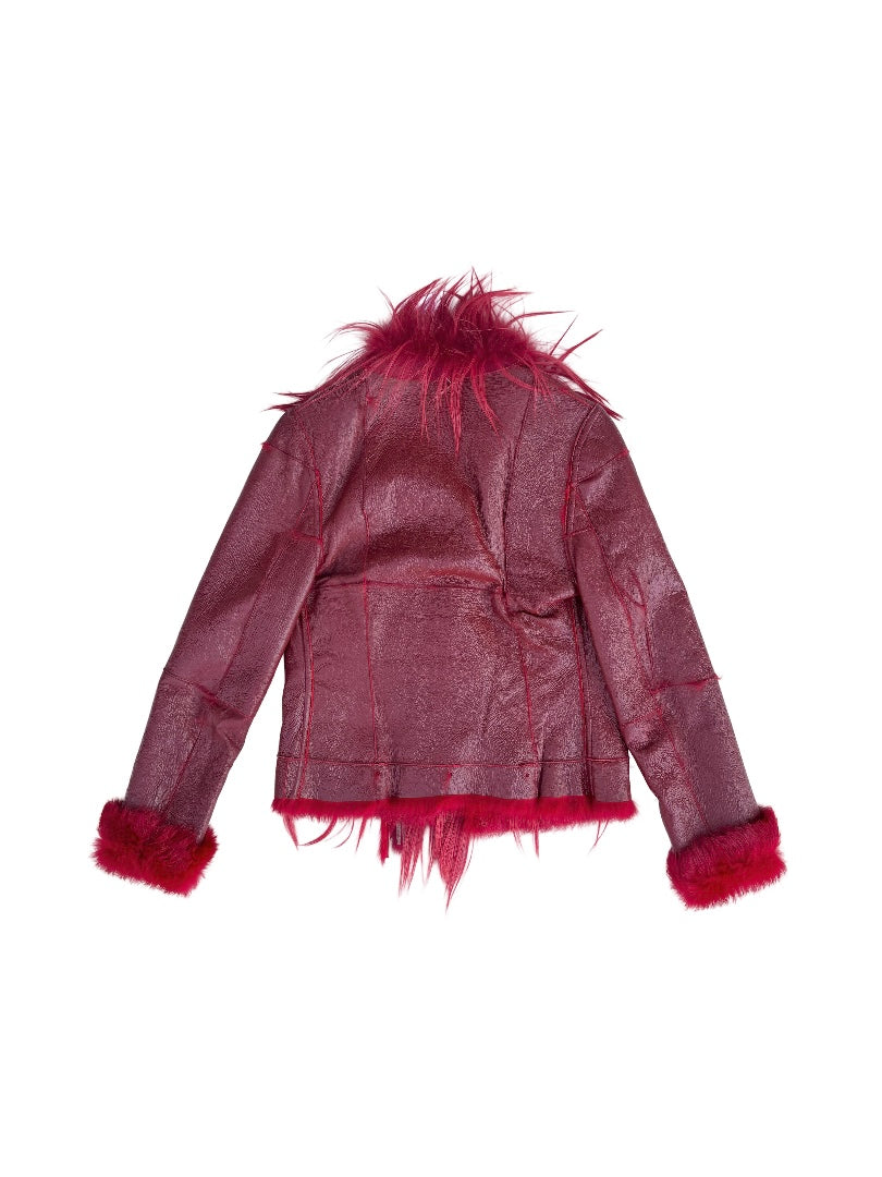 Burgundy Pennylane Furry jacket