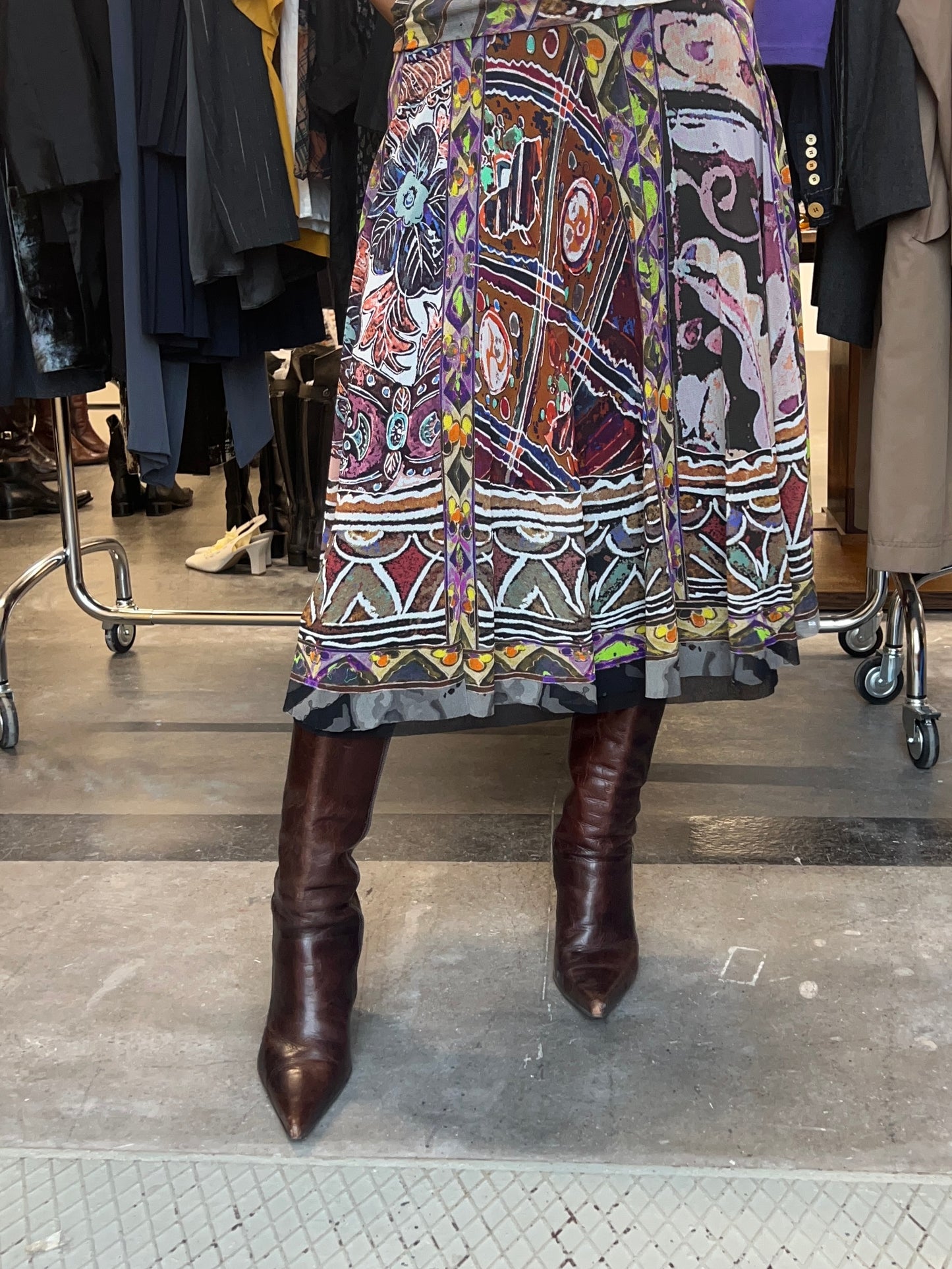 Gaultier printed mesh midi dress